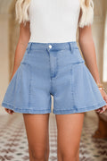 Dusk Blue Flared Denim Shorts